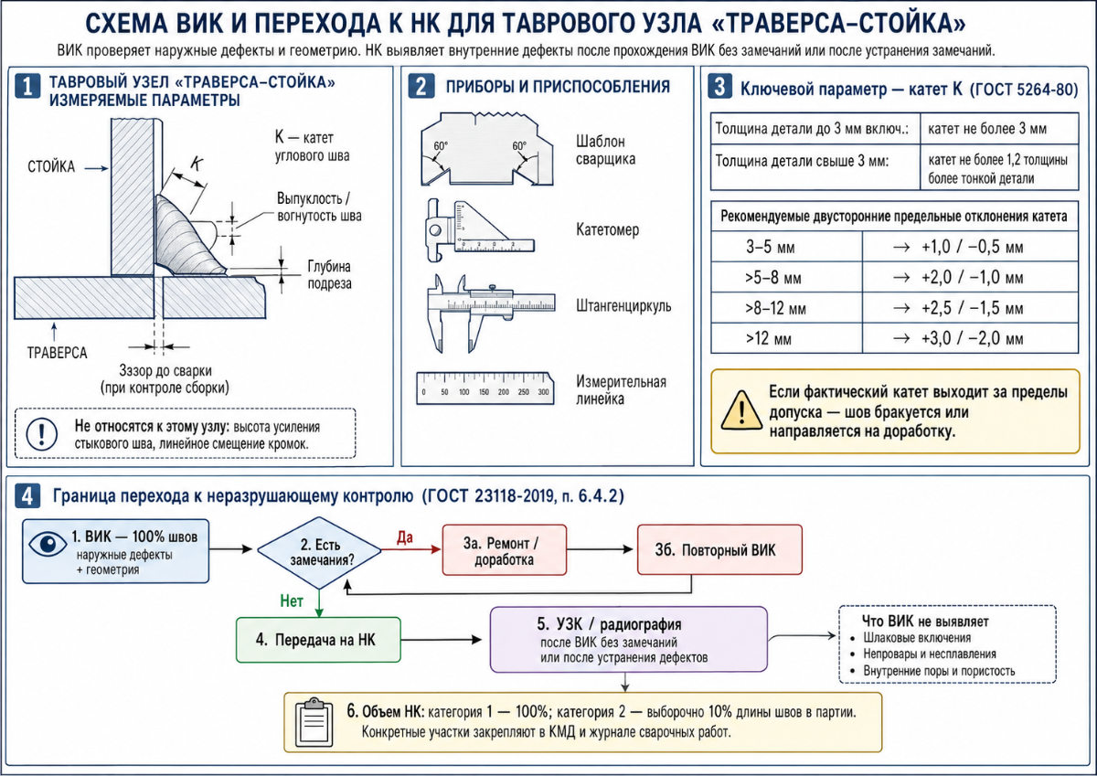 Схема ВИК и перехода к НК для таврового узла